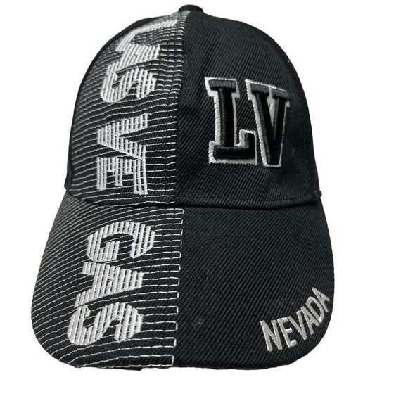 LAS Vegas LV Nevada Hat Unisex Youth Black Hook & Loop Embroidered Cap - Picture 2 of 7